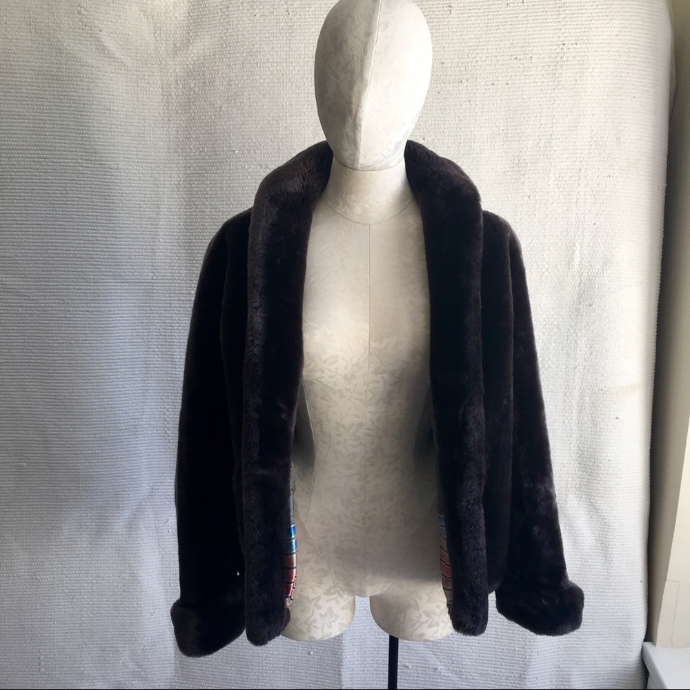 Vintage Fur Mouton Sheepskin Short Jacket Coat - Picture 3 of 8